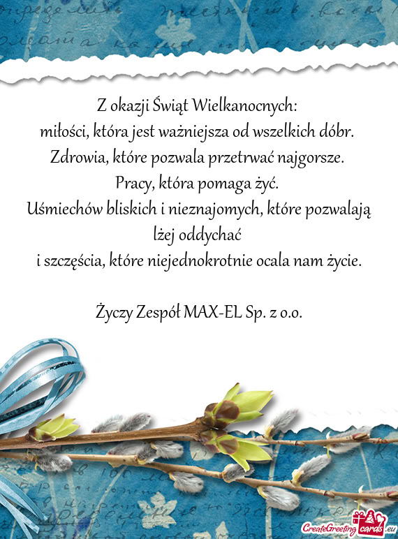 Z okazji Świąt Wielkanocnych:   miłości, która jest ważniejsza od
