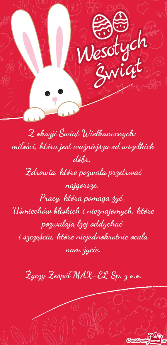 Z okazji Świąt Wielkanocnych:   miłości, która jest ważniejsza od