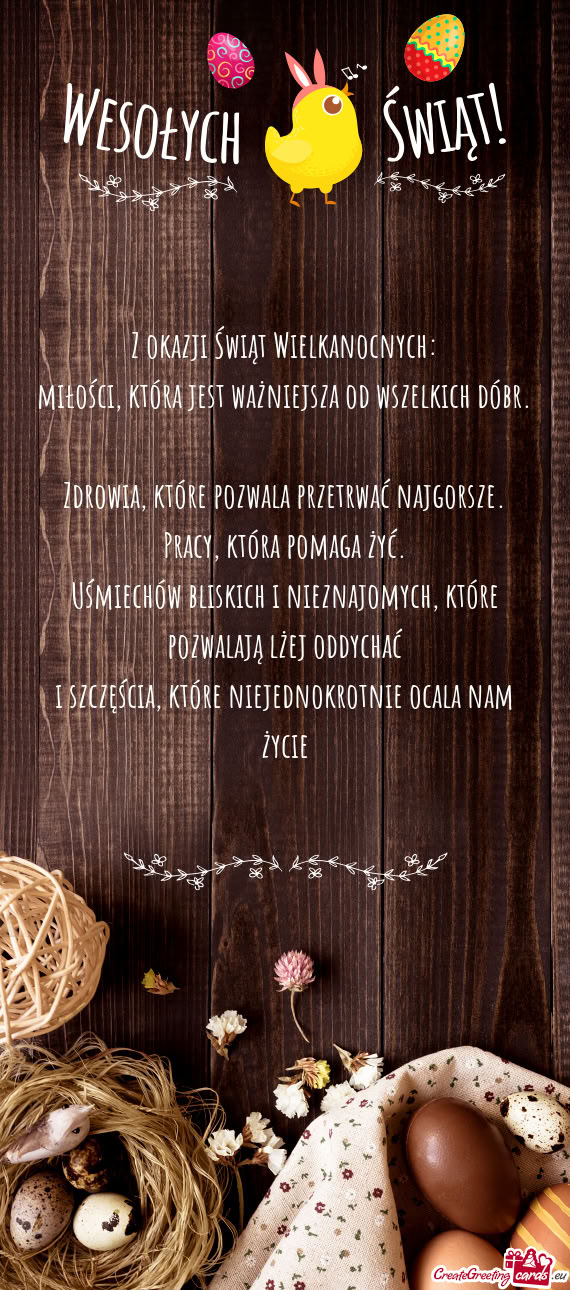 Z okazji Świąt Wielkanocnych:  miłości, która jest ważniejsza od