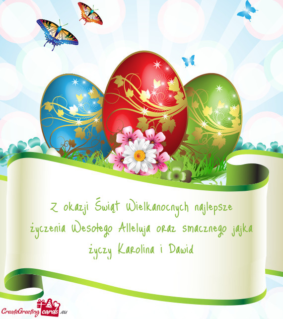 Z okazji Świąt Wielkanocnych najlepsze życzenia Wesołego Alleluja oraz smacznego jajka życzy Ka