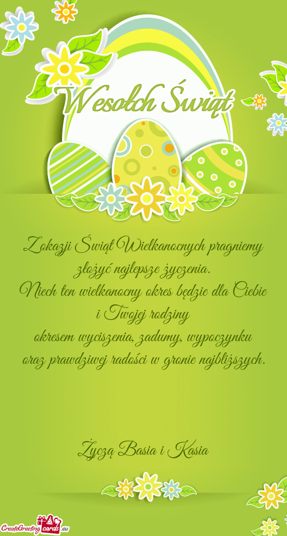 Z okazji Świąt Wielkanocnych pragniemy złożyć najlepsze życzenia.  Niech