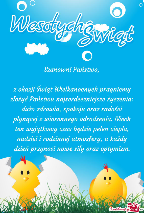 Z okazji Świąt Wielkanocnych pragniemy złożyć Państwu najserdeczniejsze życzenia: dużo zdrow