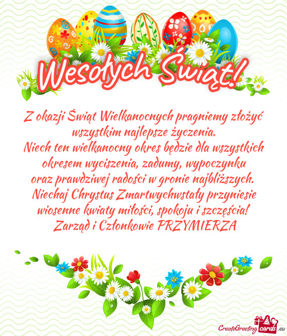 Z okazji Świąt Wielkanocnych pragniemy złożyć wszystkim najlepsze