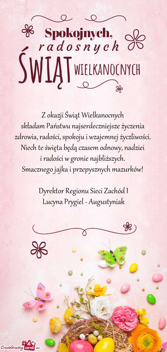 Z okazji Świąt Wielkanocnych składam Państwu najserdeczniejsze życzenia zdrowia