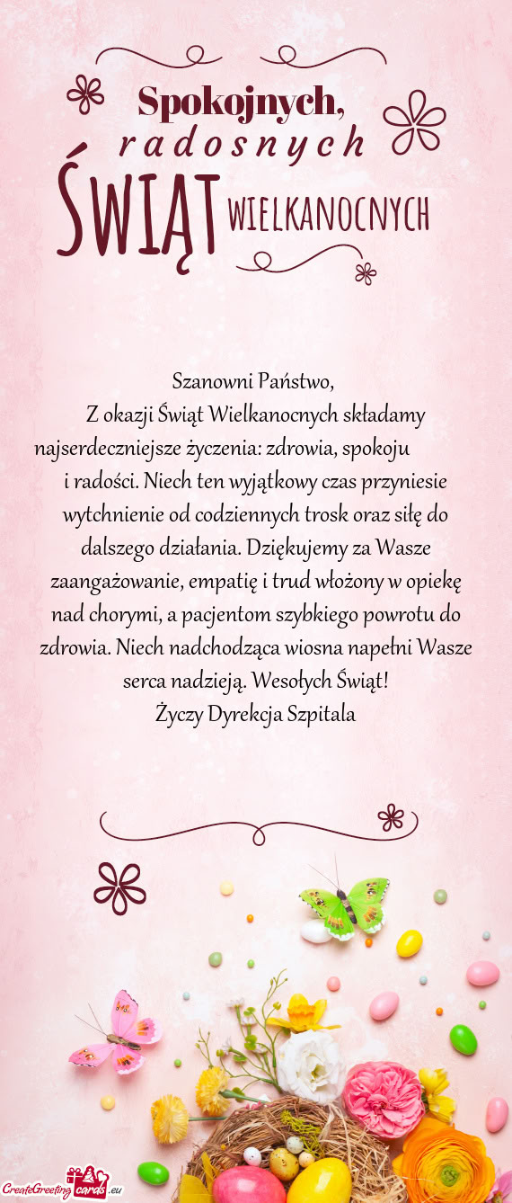 Z okazji Świąt Wielkanocnych składamy najserdeczniejsze życzenia: zdrowia, spokoju