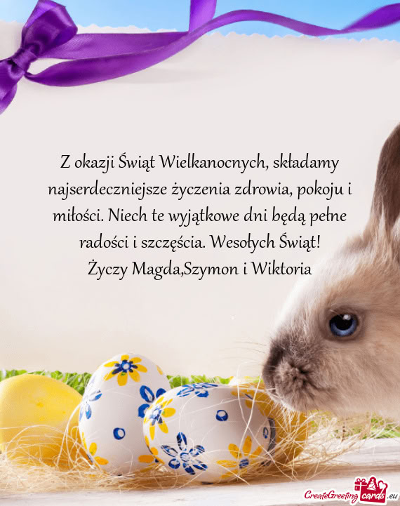 Z okazji Świąt Wielkanocnych, składamy najserdeczniejsze życzenia zdrowia,