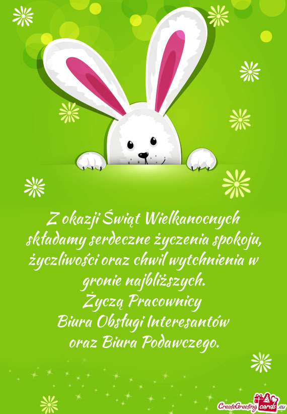Z okazji Świąt Wielkanocnych składamy serdeczne życzenia spokoju, życzliwości oraz chwil wytch