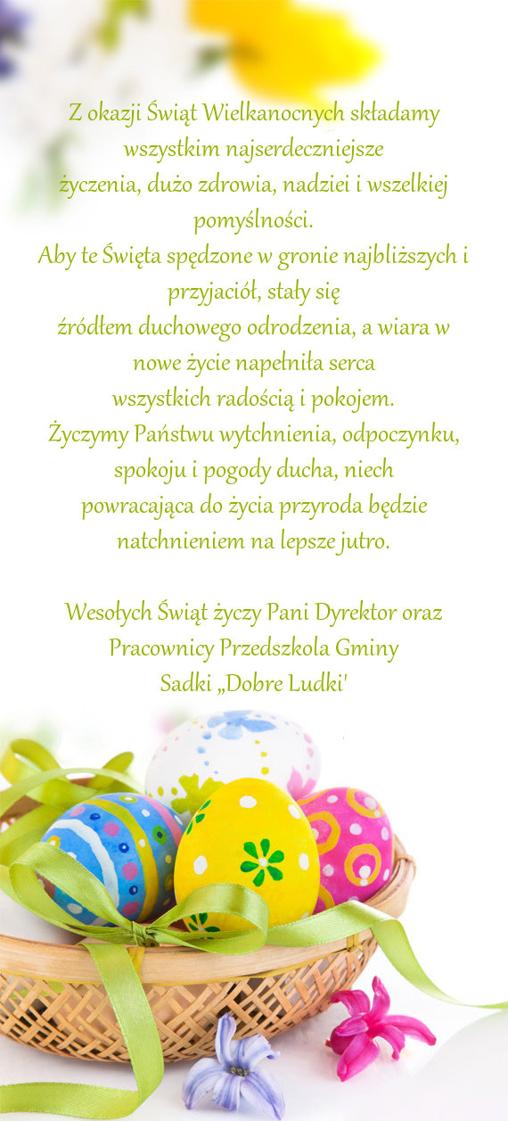Z okazji Świąt Wielkanocnych składamy wszystkim najserdeczniejsze