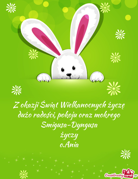 Z okazji Świąt Wielkanocnych życzę dużo radości, pokoju oraz mokrego Smigusa-Dyngusa