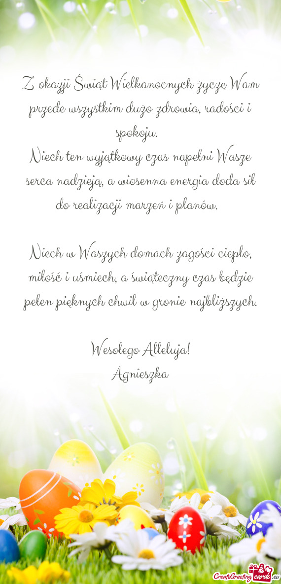 Z okazji Świąt Wielkanocnych życzę Wam przede wszystkim dużo zdrowia, radości i spokoju