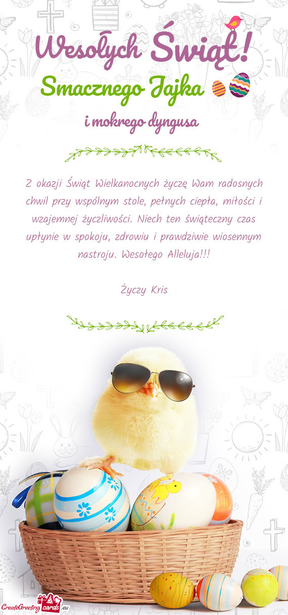 Z okazji Świąt Wielkanocnych życzę Wam radosnych chwil przy wspólnym stole, pełnych ciepła, m