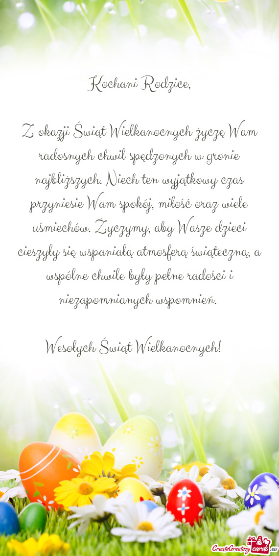 Z okazji Świąt Wielkanocnych życzę Wam radosnych chwil spędzonych w gronie najbliższych. Niech