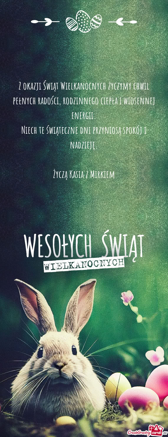 Z okazji Świąt Wielkanocnych życzymy chwil pełnych radości, rodzinnego ciepła i wiosennej ener