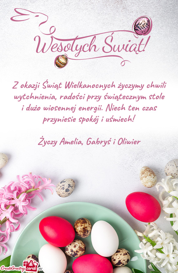 Z okazji Świąt Wielkanocnych życzymy chwili wytchnienia, radości przy świątecznym stole i duż