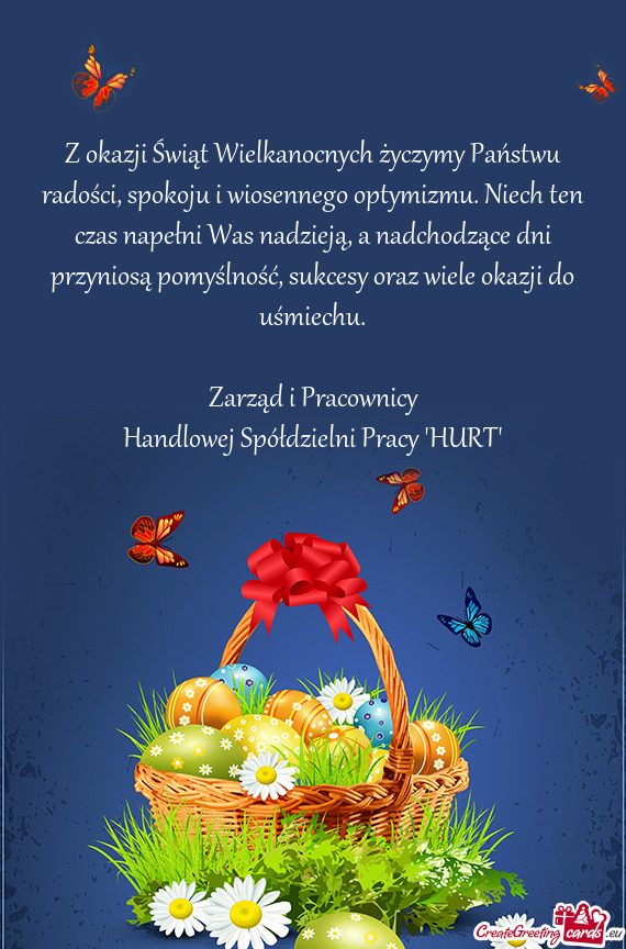 Z okazji Świąt Wielkanocnych życzymy Państwu radości