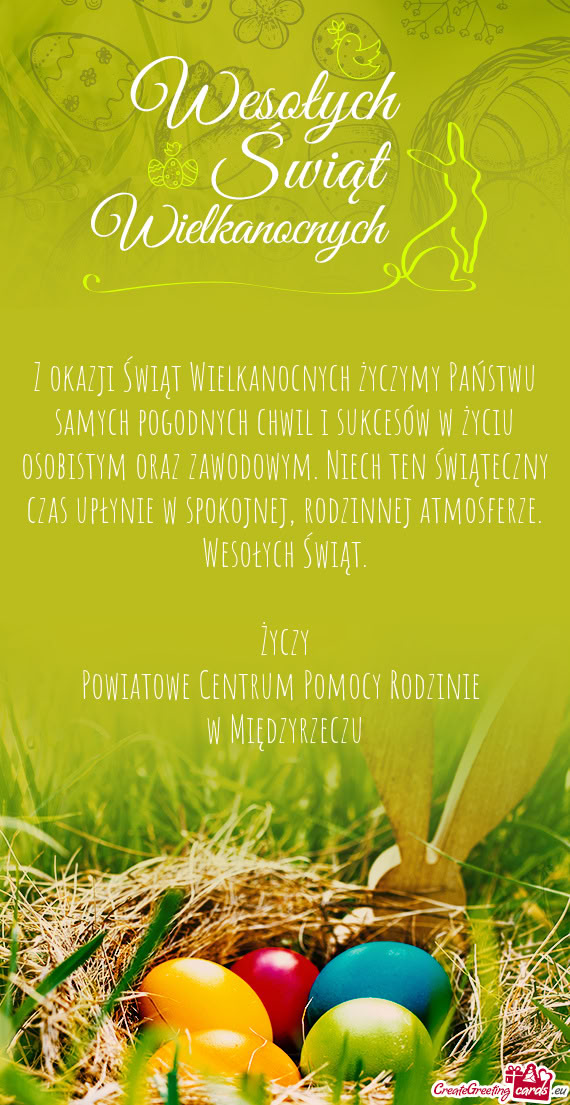 Z okazji Świąt Wielkanocnych życzymy Państwu samych pogodnych chwil i sukcesów w życiu osobist