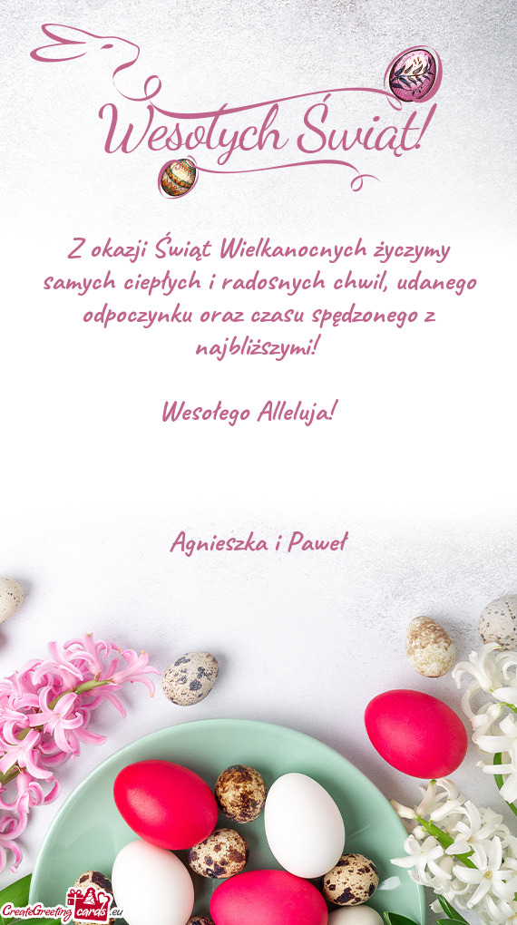 Z okazji Świąt Wielkanocnych życzymy samych ciepłych i radosnych chwil