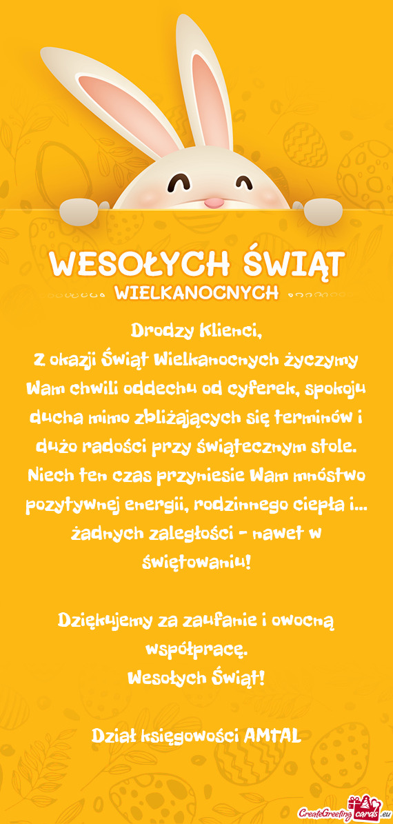 Z okazji Świąt Wielkanocnych życzymy Wam chwili oddechu od cyferek, spokoju ducha mimo zbliżają