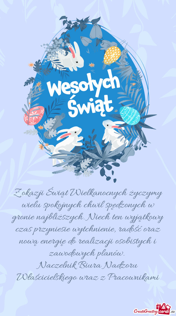 Z okazji Świąt Wielkanocnych życzymy wielu spokojnych chwil spędzonych w gronie najbliższych. N
