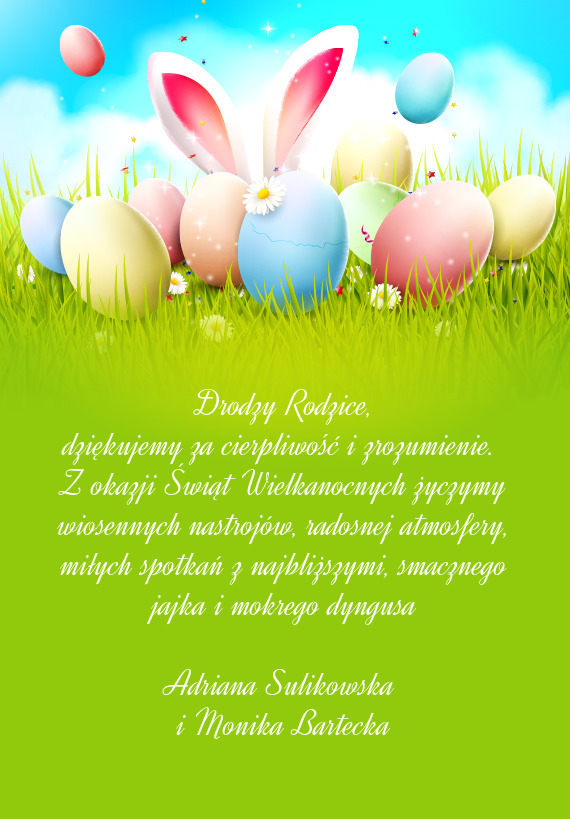 Z okazji Świąt Wielkanocnych życzymy wiosennych nastrojów, radosnej atmosfery, miłych spotkań