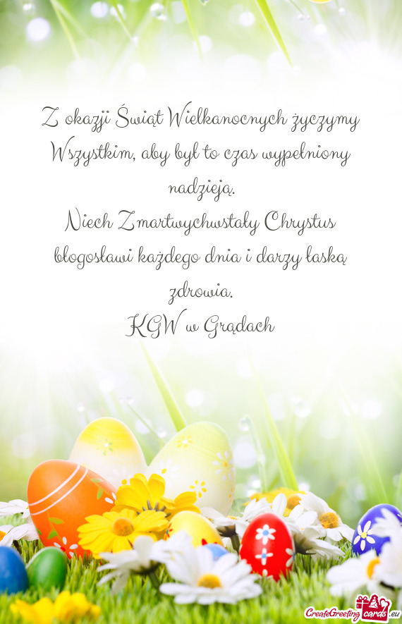 Z okazji Świąt Wielkanocnych życzymy Wszystkim, aby był to czas wypełniony nadzieją