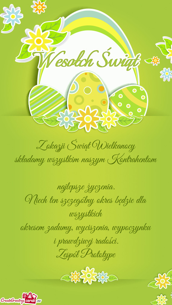 Z okazji Świąt Wielkanocy
 składamy wszystkim naszym Kontrahentom
 najlepsze życzenia