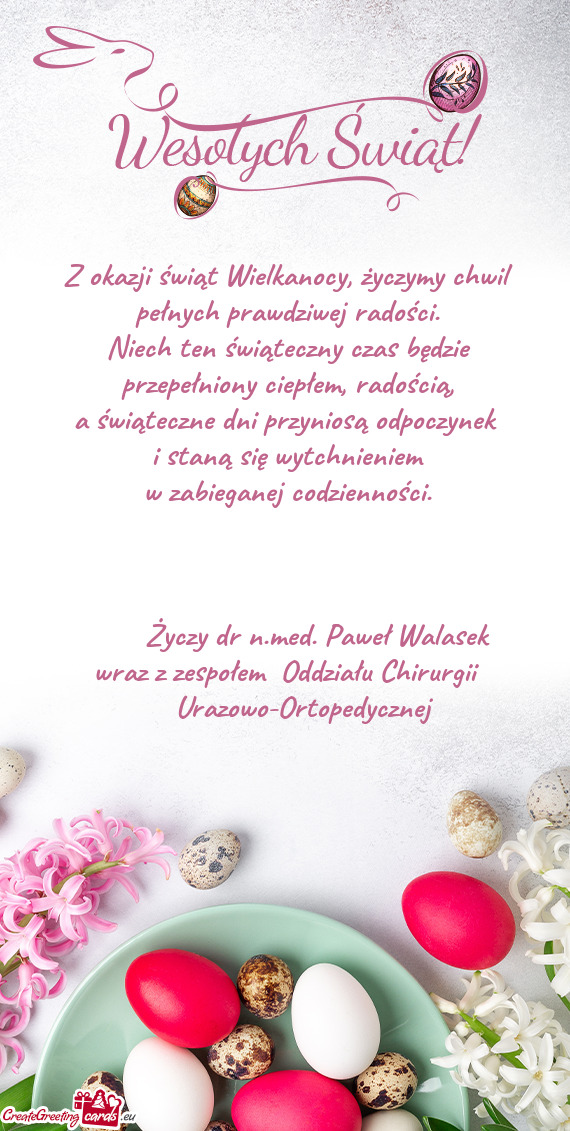 Z okazji świąt Wielkanocy, życzymy chwil pełnych prawdziwej radości