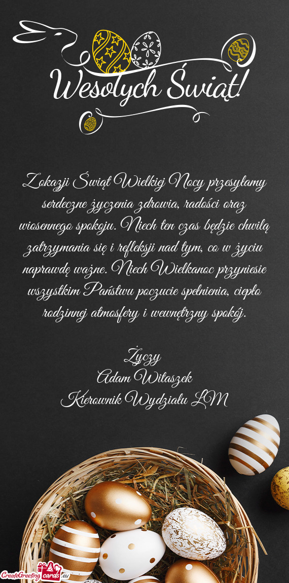 Z okazji Świąt Wielkiej Nocy przesyłamy serdeczne życzenia zdrowia, radości oraz wiosennego spo