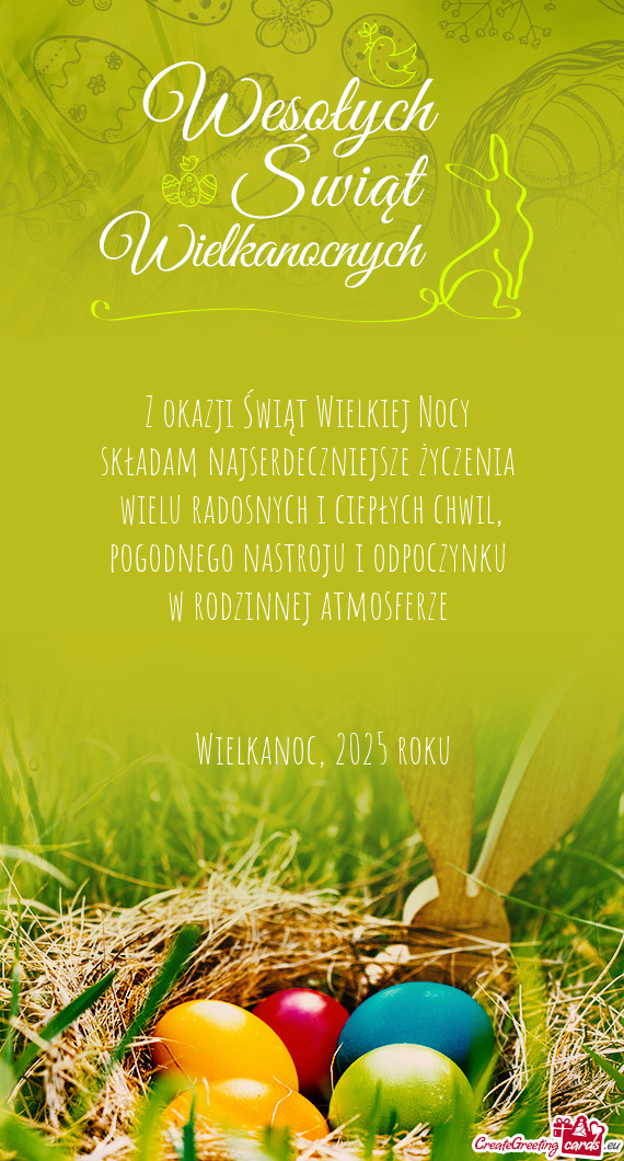 Z okazji Świąt Wielkiej Nocy składam najserdeczniejsze życzenia wielu radosnych i ciepłych
