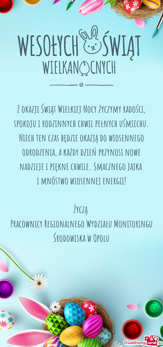 Z okazji Świąt Wielkiej Nocy życzymy radości, spokoju i rodzinnych chwil pełnych uśmiechu. Nie