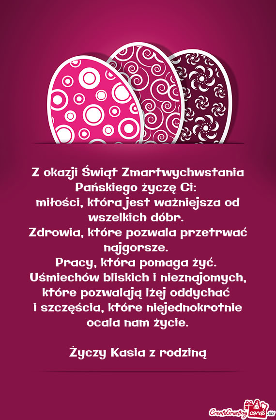 Z okazji Świąt Zmartwychwstania Pańskiego życzę Ci