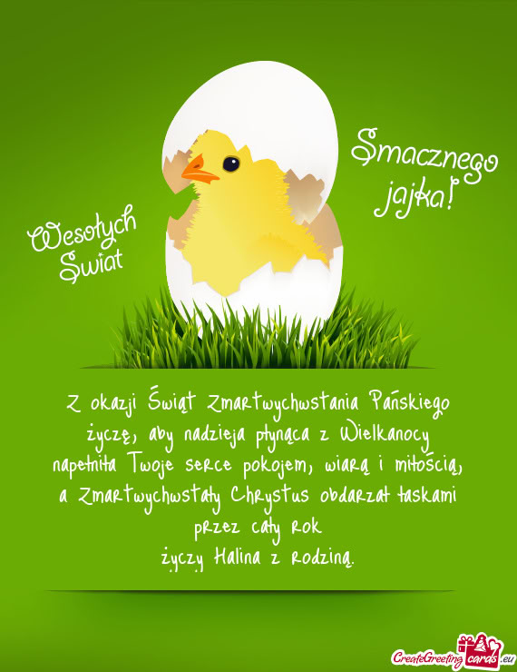 Z okazji Świąt Zmartwychwstania Pańskiego życzę