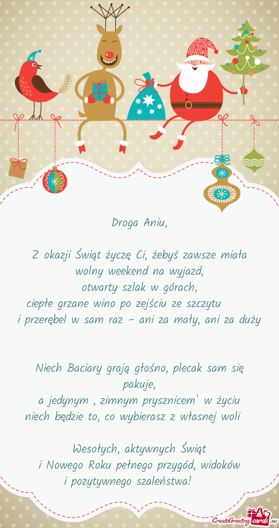 Z okazji Świąt życzę Ci, żebyś zawsze miała