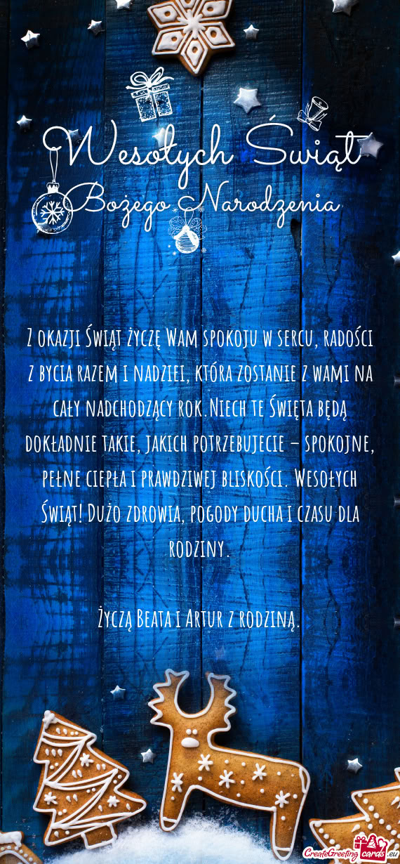 Z okazji Świąt życzę Wam spokoju w sercu, radości z bycia razem i nadziei, która zostanie z wa