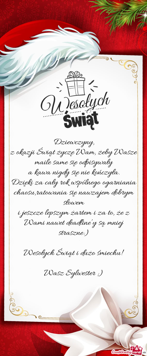 Z okazji Świąt życzę Wam, żeby Wasze maile same się odpisywały