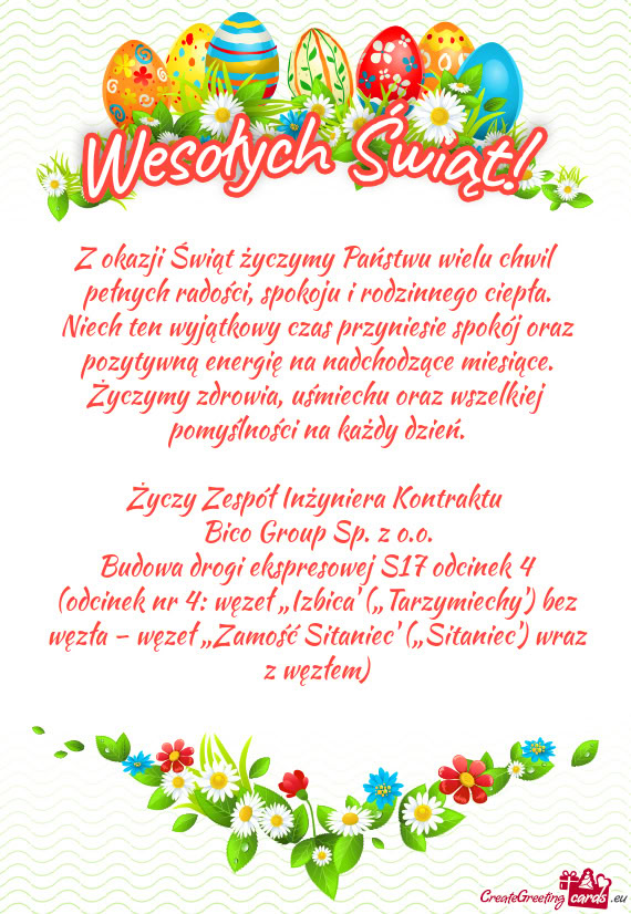 Z okazji Świąt życzymy Państwu wielu chwil pełnych radości, spokoju i rodzinnego ciepła