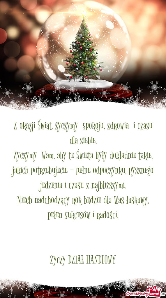 Z okazji Świąt, życzymy spokoju, zdrowia i czasu dla siebie