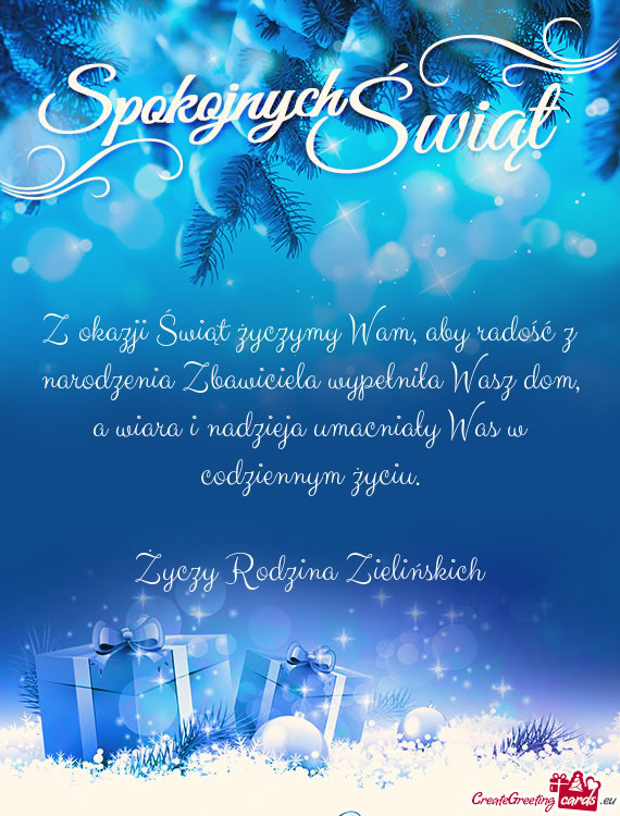 Z okazji Świąt życzymy Wam, aby radość z narodzenia Zbawiciela wypełniła Wasz dom, a wiara i