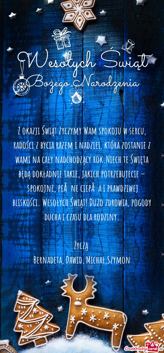 Z okazji Świąt życzymy Wam spokoju w sercu, radości z bycia razem i nadziei, która zostanie z w