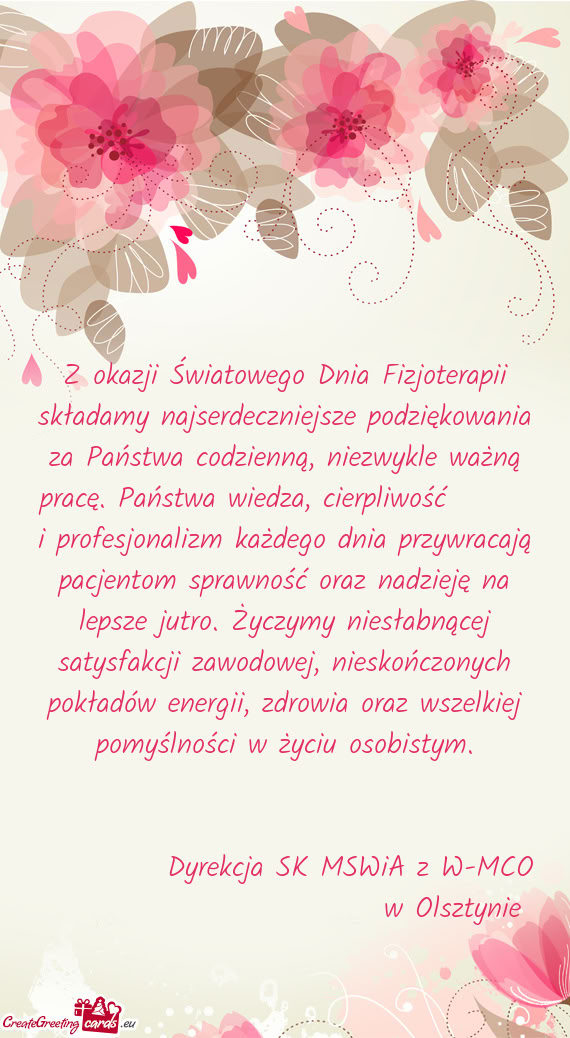 Z okazji Światowego Dnia Fizjoterapii składamy najserdeczniejsze podziękowania za Państwa codzie
