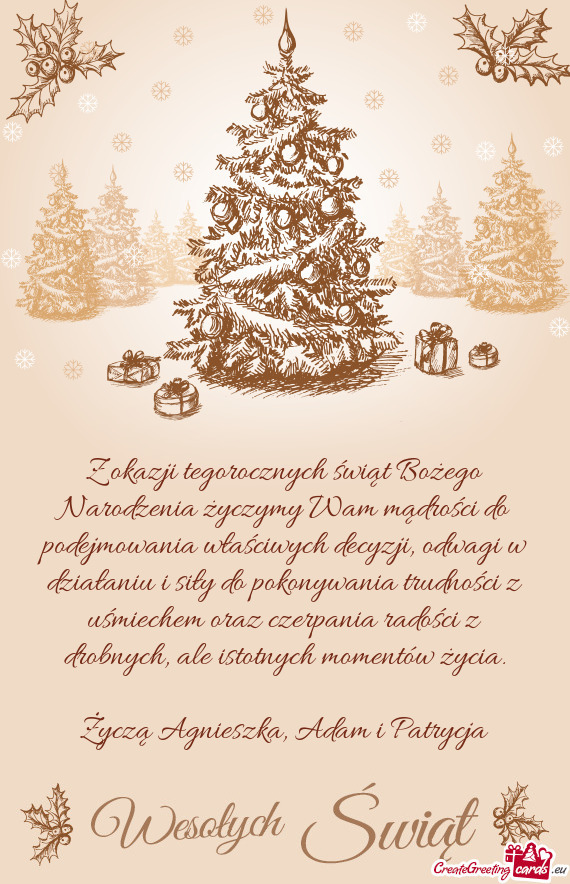 Z okazji tegorocznych świąt Bożego Narodzenia życzymy Wam mądrości do podejmowania właściwyc
