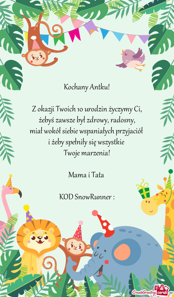 Z okazji Twoich 10 urodzin życzymy Ci