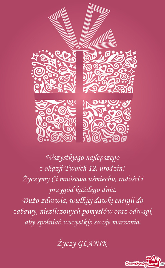 Z okazji Twoich 12. urodzin