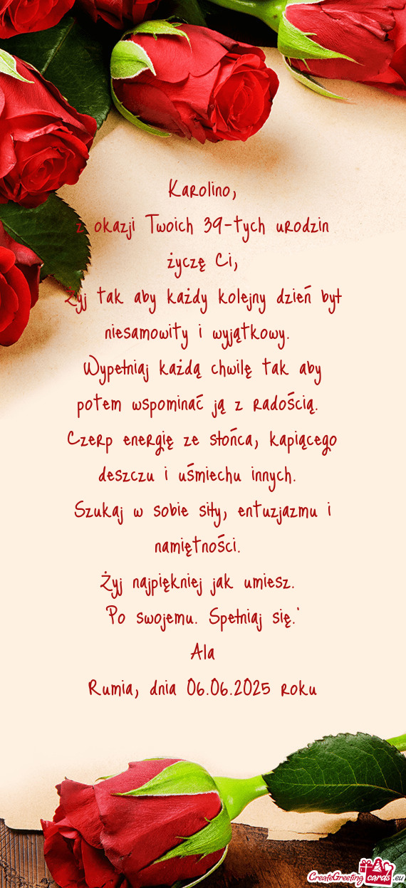 Z okazji Twoich 39-tych urodzin