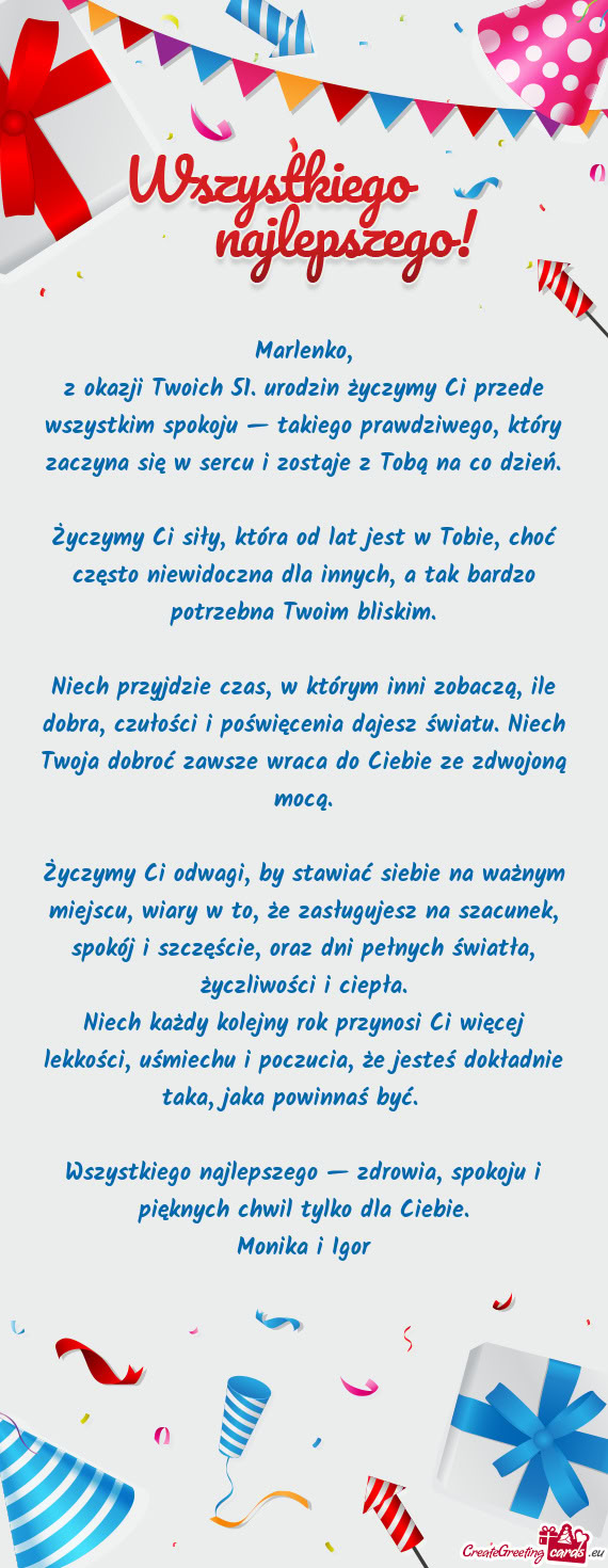 Z okazji Twoich 51. urodzin życzymy Ci przede wszystkim spokoju — takiego prawdziwego, który zac