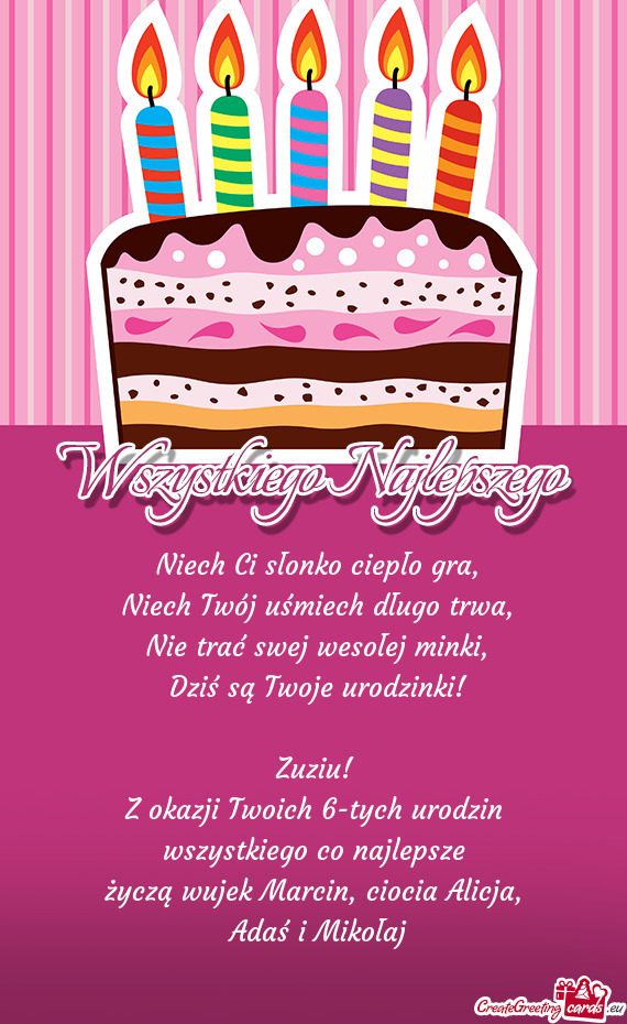 Z okazji Twoich 6-tych urodzin
