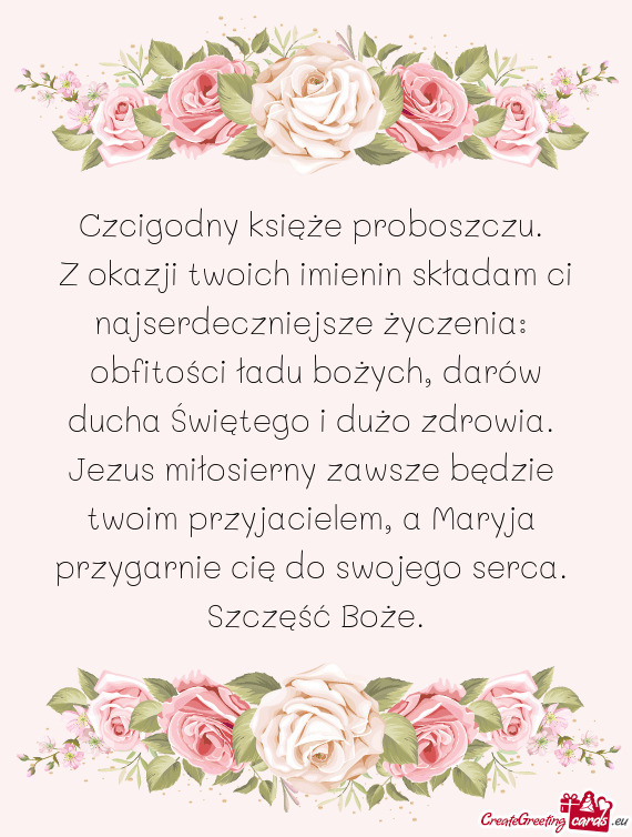 Z okazji twoich imienin składam ci najserdeczniejsze życzenia