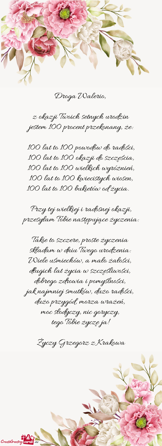 Z okazji Twoich setnych urodzin