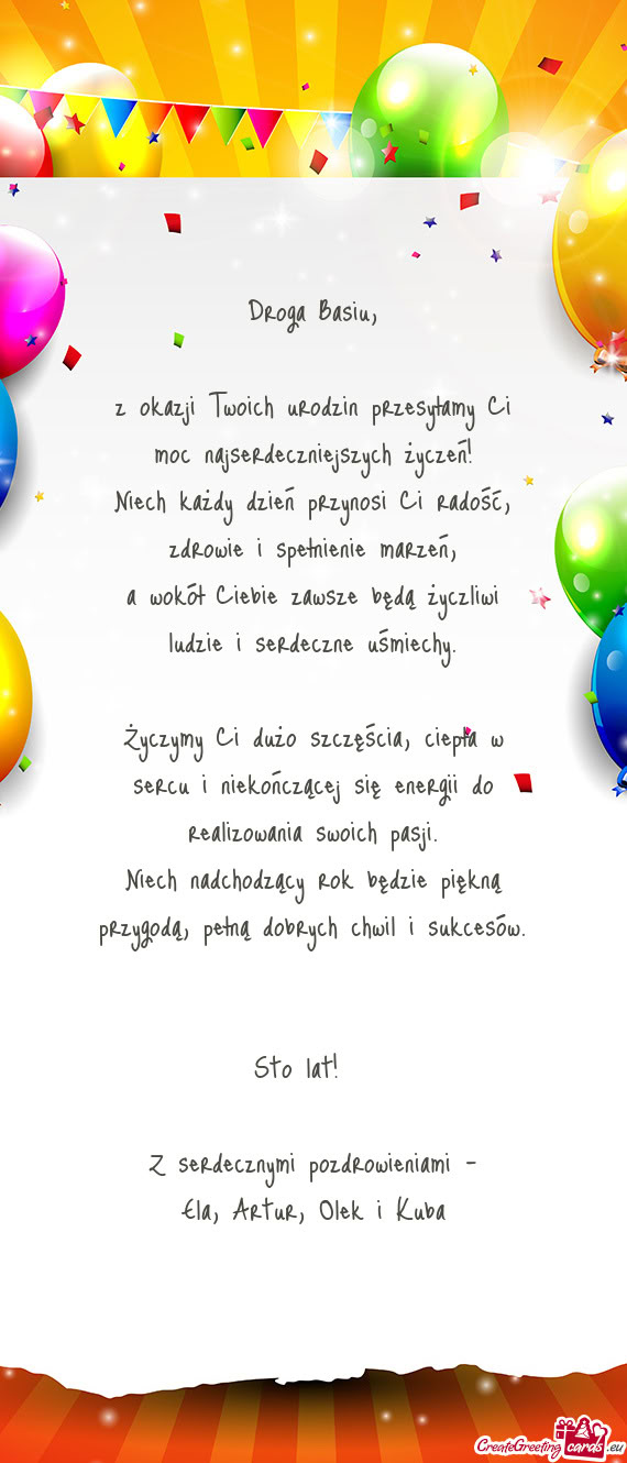Z okazji Twoich urodzin przesyłamy Ci moc najserdeczniejszych życzeń
