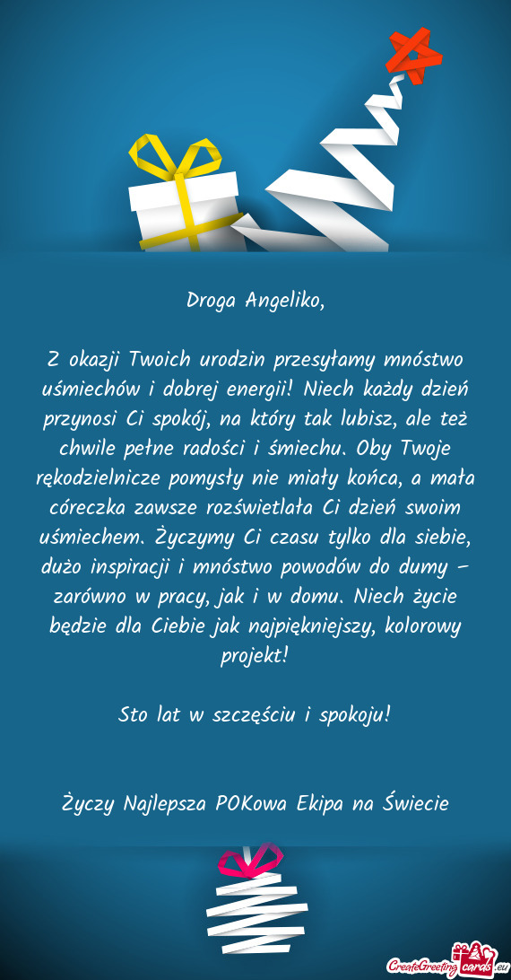 Z okazji Twoich urodzin przesyłamy mnóstwo uśmiechów i dobrej energii! Niech każdy dzień przyn
